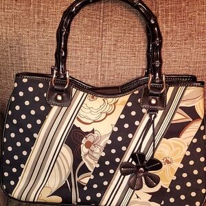 Vintage Relic Black and Tan Floral Satchel